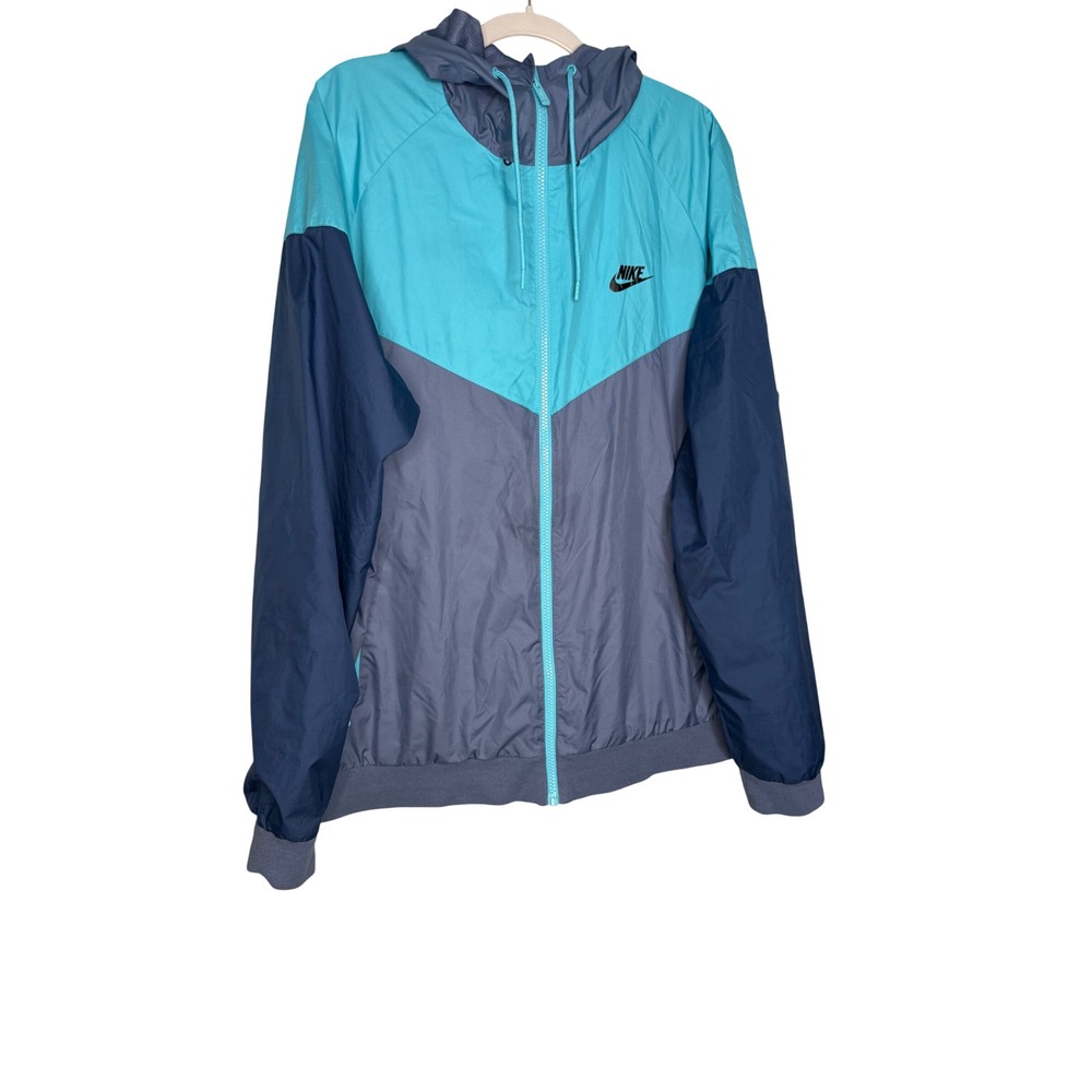Nike blue color-blocking‎ windbreaker outdoor athletic jacket